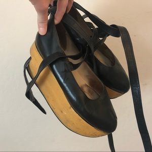 Vivienne Westwood black leather rocking horse shoe